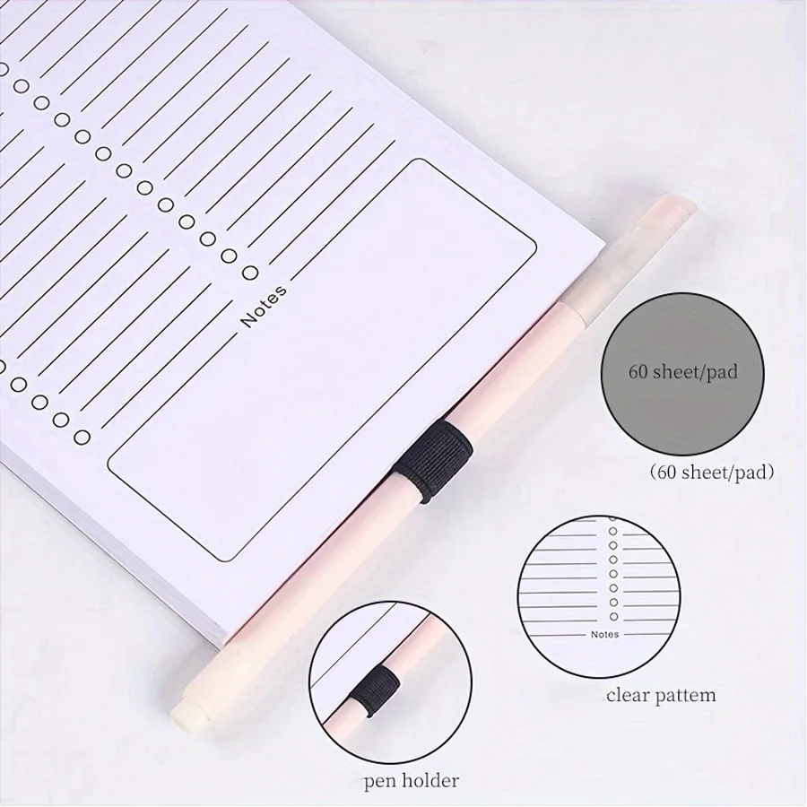 1pc Fridge Magnetic Shopping List Pad, White Magnetic Memo Pad, Fully Magnetic Grocery List Pad, 60 Sheets Per Pad-office 3