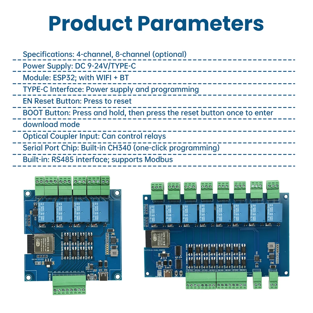 รูปสินค้า โมดูลรีเลย์ ESP32 ควบคุม Wi-Fi Bluetooth 4/8 ช่อง