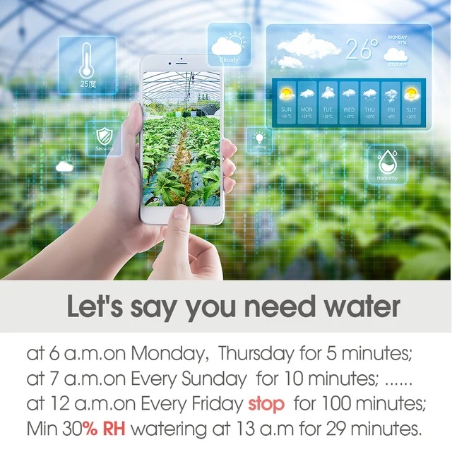 Wifi Garden Water Timer with Soil Humidity Temperature Monitor Wireless Bluetooth-compatible Controller Smart Sensor Waterproof 6