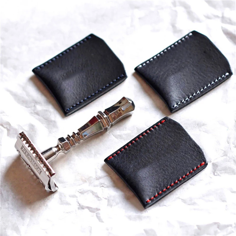

1PC Double Edge Safety Razor Head Sleeve Protective Case Leather Without Razor Razor Case
