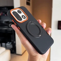 Custodia in pelle shockproof con caricamento wireless magnetico e supporto girevole a 360°