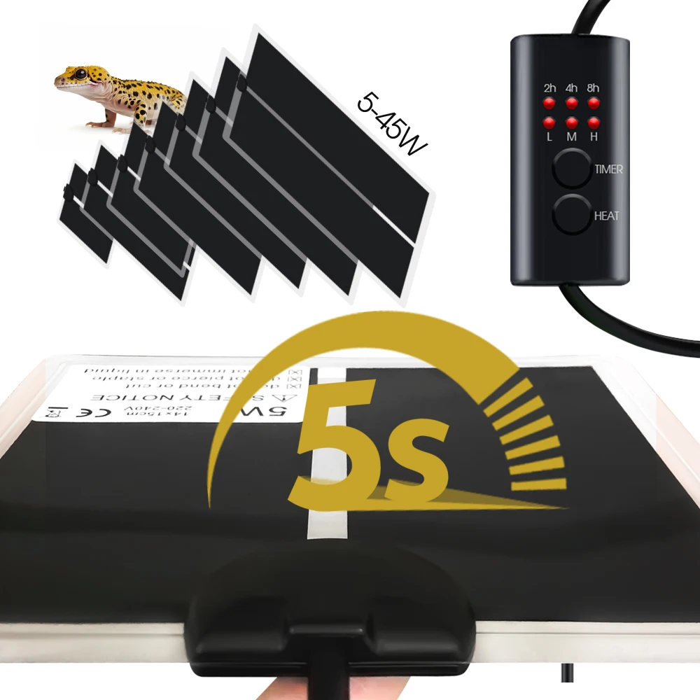 EU Plug Reptiles Adjustable Temperature Controller Heat Mat Terrarium Climbing Pet Heating Pad 5-20W