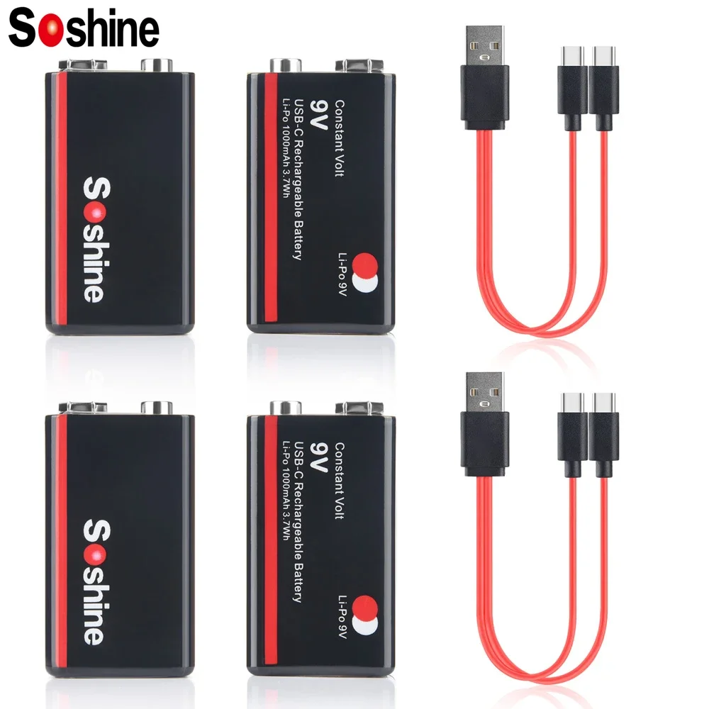 Soshine9V1000mAhUSBLithiumionBatteries9V6F22LipoBattery