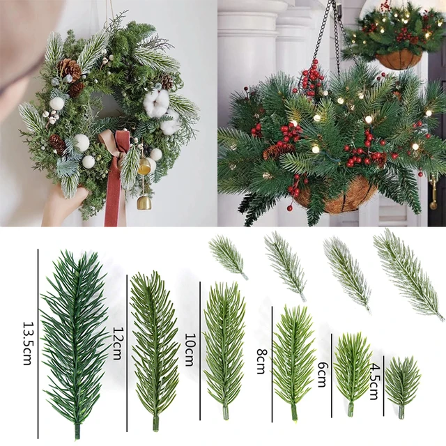10/20pcs Artificial Plants Pine Branches Christmas Decoration Pine Needles  For Christmas Flower Wreath New Year Xmas Gifts Decor - AliExpress