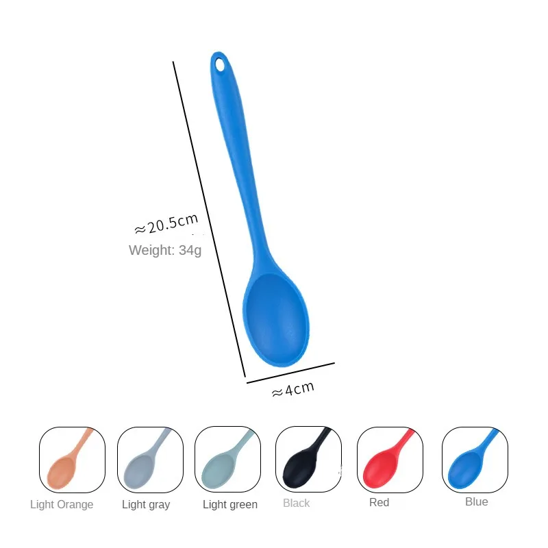Silicone Spoon Long Handle Kids Mixing Soup Spoon Non-stick Stirring Serving Scoop Cooking Utensils Ladle Kitchen Accessories