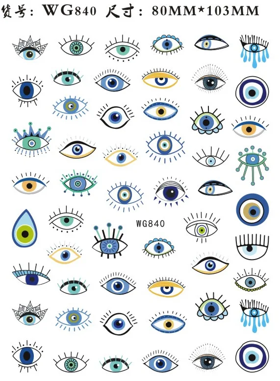 Nail Art Stickers Water Decals Eyes Stripe Nail Art Decorations for Manicure Accessories Press on Nails Foil Stickers and Decals nail stickers nail art decoration nail decals
