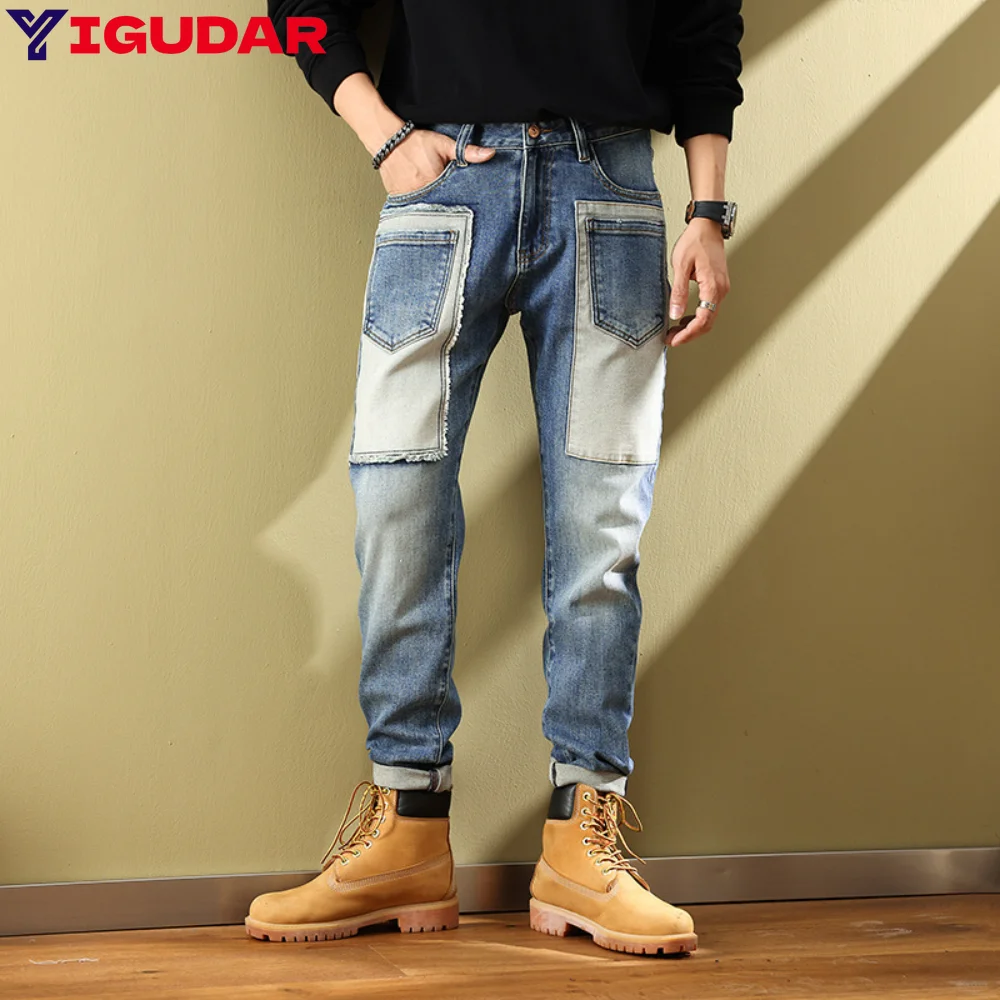 

Ripped Jeans Men Slim Straight Denim Pants Young Male Skinny Bound Feet baggy Jeans men clothing y2k streetwear trousers