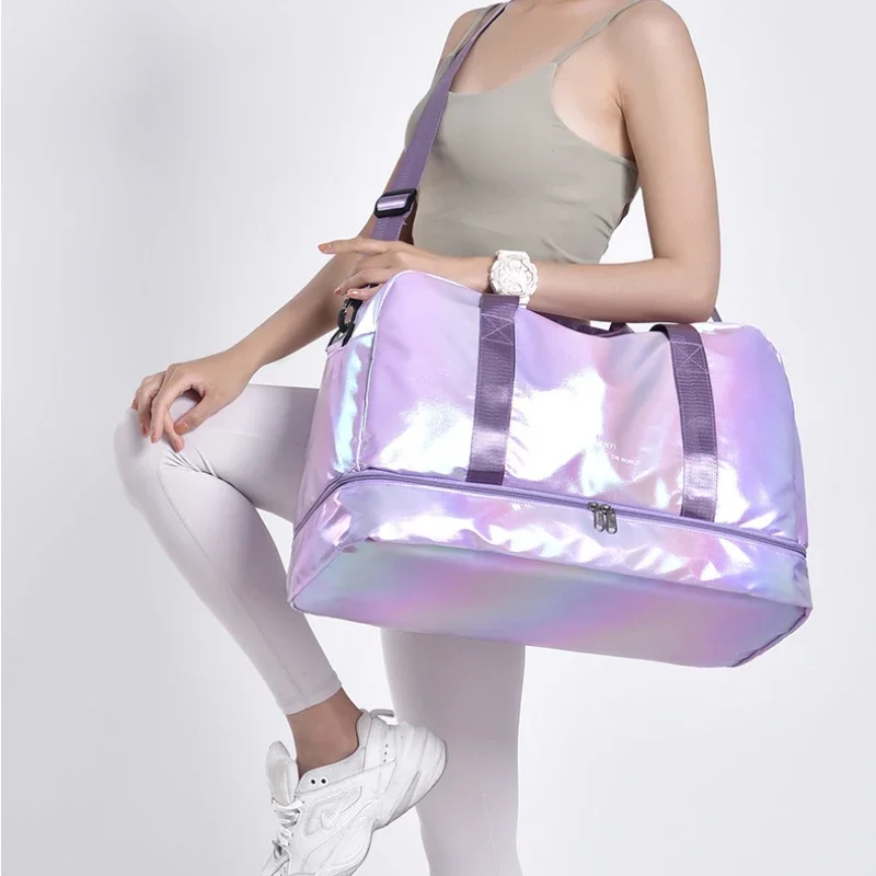 

Travel handbag bright face sports fitness bag female 2023 new yoga bag simple fashion crossbody hand travel bag wholesale