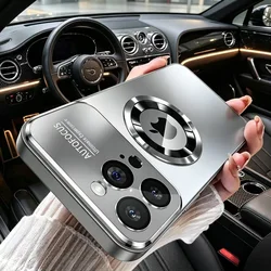 Luxury Titanium Metallic Matte Case with Glass Lens Protector - iPhone 15 Plus (GRAY)