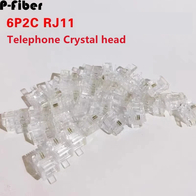 

100pcs 1000pcs Telephone crystal head 2-core 6p2c RJ11 voice wire crystal connector 2 cores