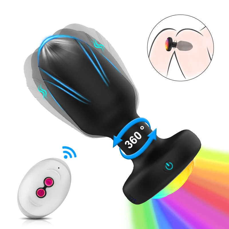 360RotationVibratingAnalPlugRemoteControlButtPlugVibratorForman10SpeedProstate
