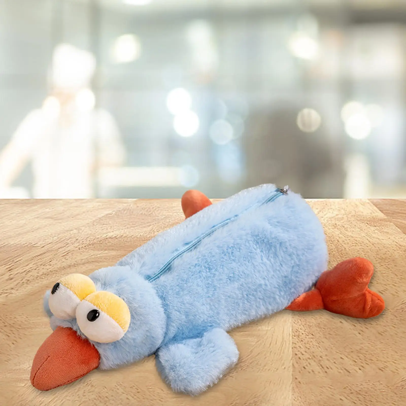 Plush Pencil Case Big Eyes Bird Appearance Stationery Organizer Cosmetic Bag