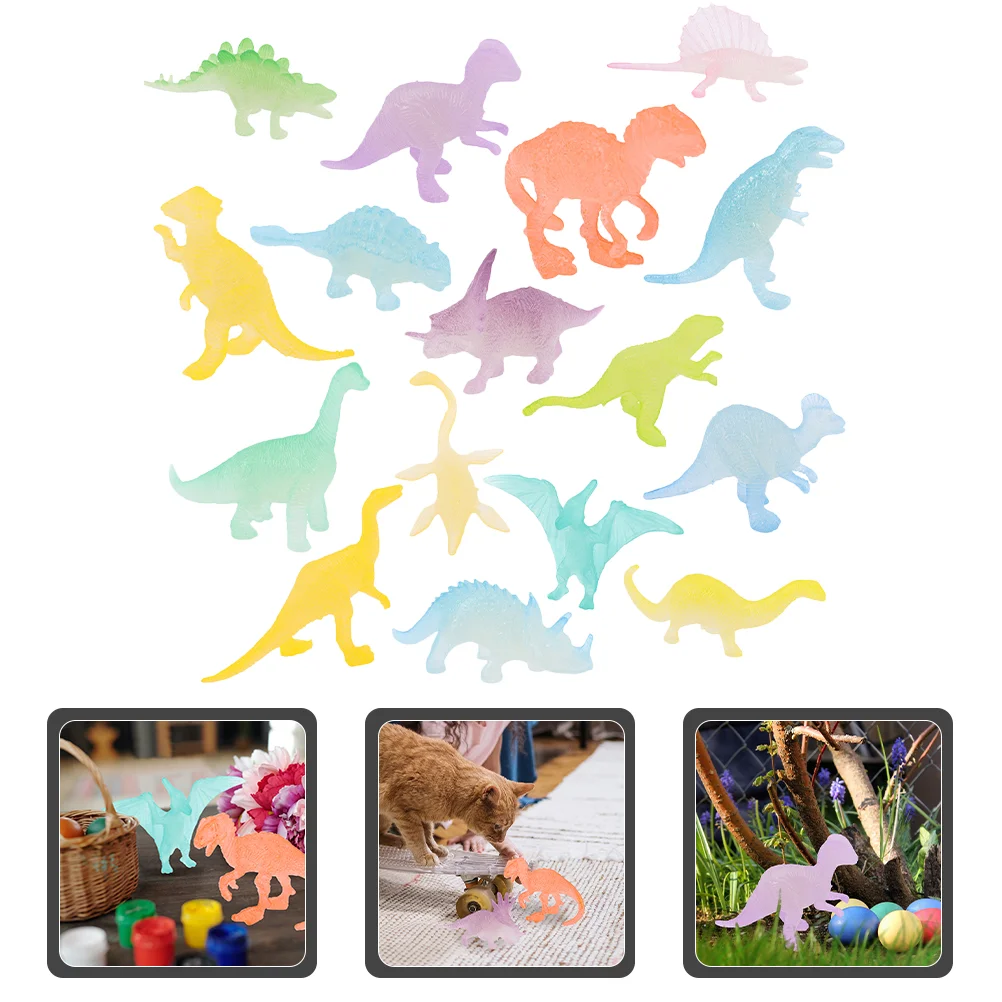 

16Pcs Small Glow Dinosaur Toys Luminous Dinosaur Models Glow Party Favors