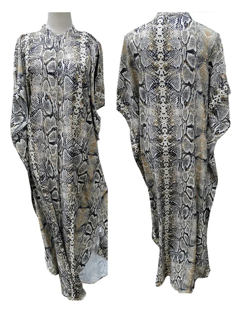Cover-ups Kaftan Beach Print SnakeSkin Swimsuit Cover Up Kimono Plage Beach Robe Femme Long Dress Sarong Dress Beachwear