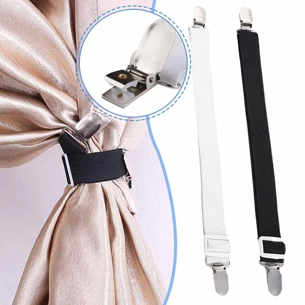 

4pcs Elastic Bed Sheet Strip Fastener Bed Sheet Grippers Cloth Buckle Adjustable Wholesale Fixing Table Belt Bed Clip I1V1