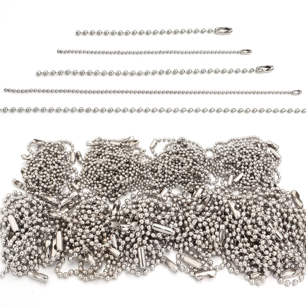 100 Stück 8/10/12/15cm Rhodium-Kugelketten für DIY-Schlüsselanhänger, Hundemarkenketten, Etikettenketten, Schmuckherstellungszubehör
