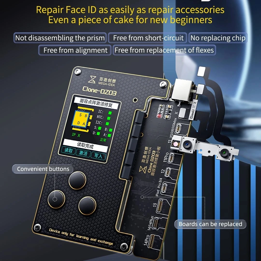 Qianli Mega-Idea Clone Dz03 Proiettore A Matrice Di Punti Flex Cable Programmatore Senza Saldatura Per Iphone 8-14 Pro Max Face Id Repair