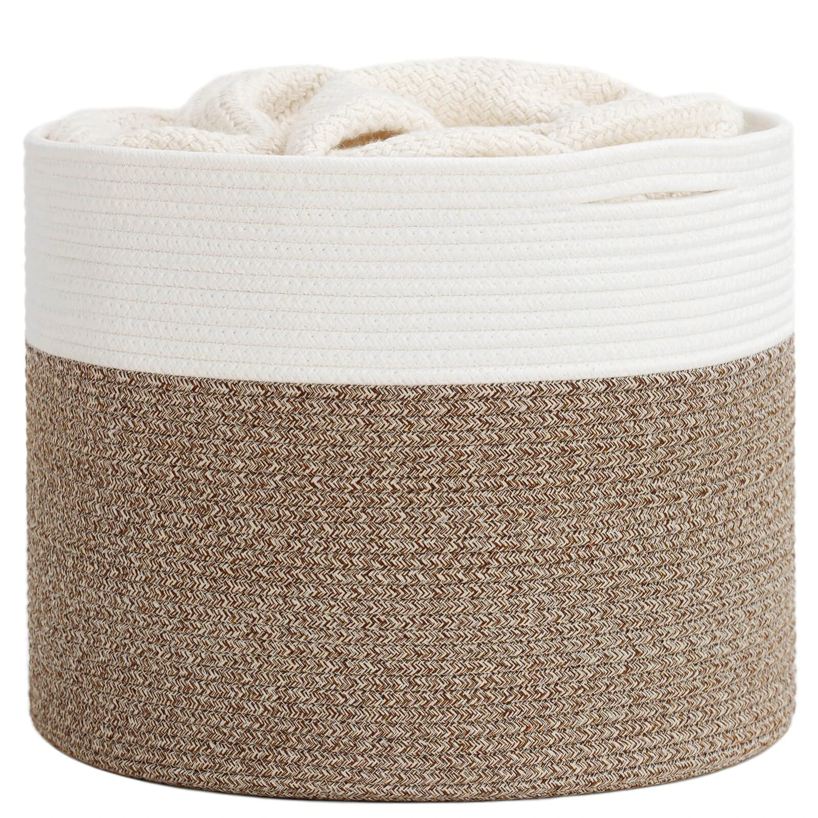 Large Cotton Rope Basket Woven Baby Laundry Basket For Blankets Toys