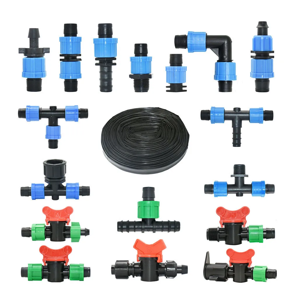 16mm Micro Irrigation Drip Tape Connectors Tap Tee Repair Elbow Plug