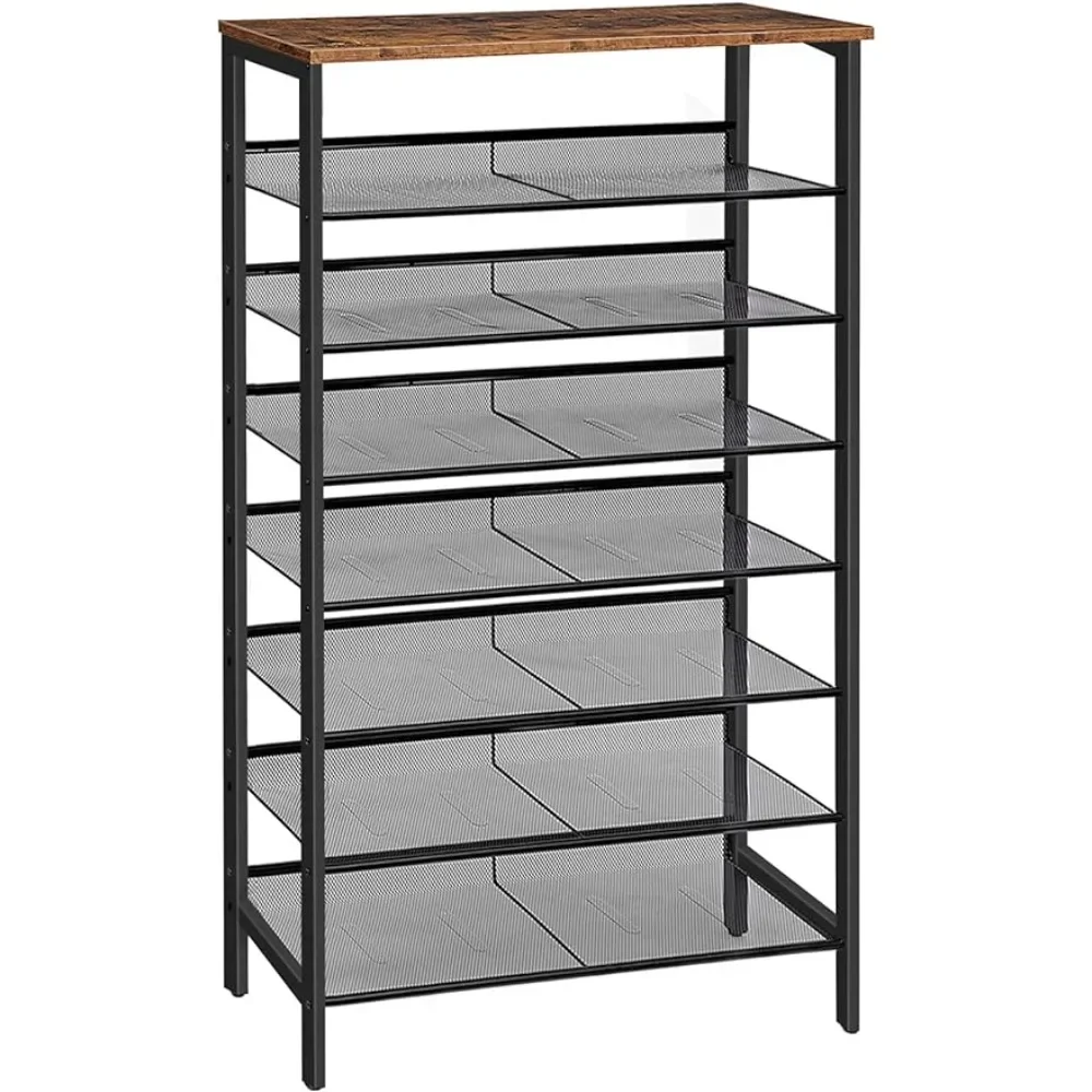 

8-Tier Shoe Rack Large Capacity Shelf, Stable and Sturdy with Flat & Slant Adjustable Metal Shelves Freight free