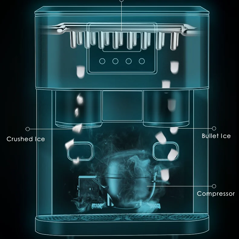 3 in 1 Ice Makers Countertop Self-cleaning Water Dispenser with Crushed Ice Machine 33lbs for Home Kitchen Office