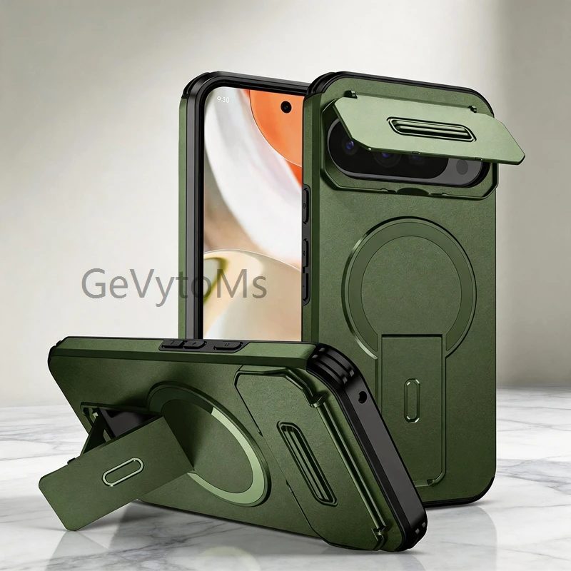 Rugged Military-Grade Kickstand Case with Lens Cover & Magnetic Car Holder