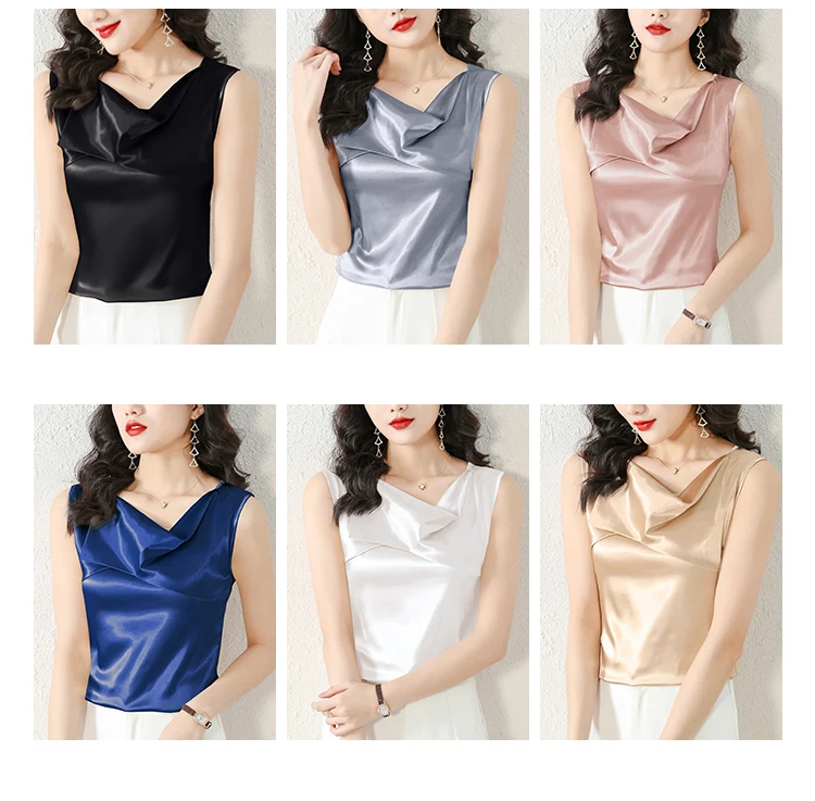 nylon camisole Women Satin Camisole Vests Vintage Simple Sexy Crop Top 2022 Spring Summer White Basic Sleeveless Shirts Women Casual Clothing green cami