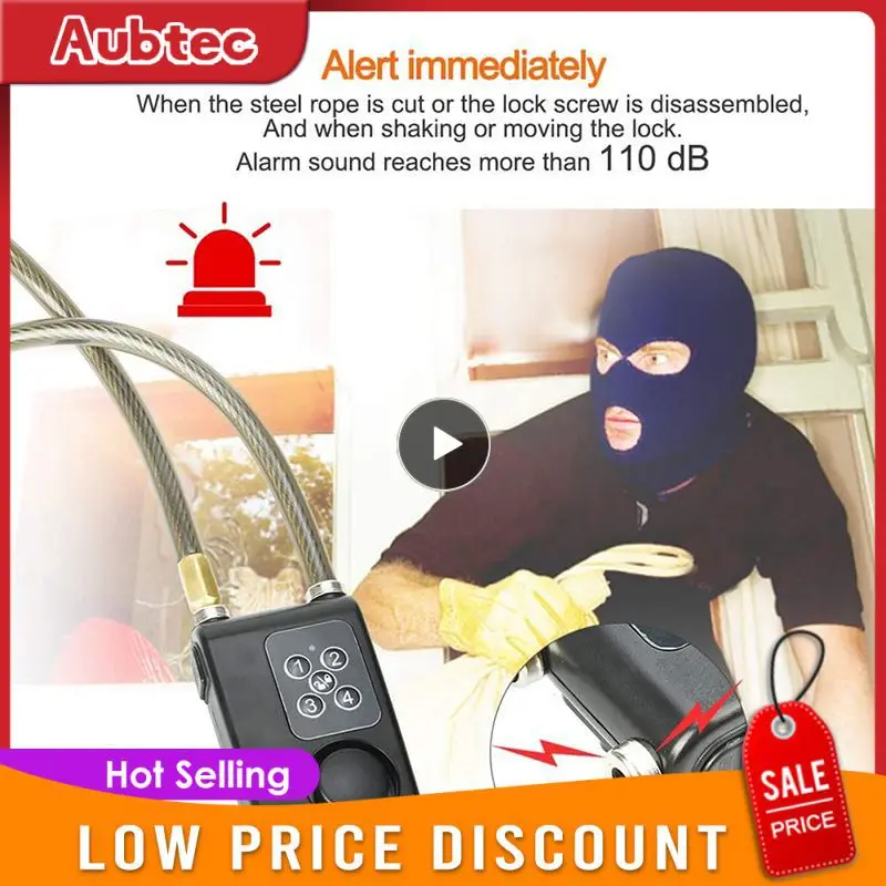 Smart Alarm Lock Anti-Theft Chain For Bike Gate APP Wireless Remote Control Blue Electric Door Spiral Four-digit Passwords