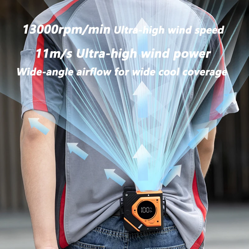 Portable Waist Fan 9800mAh USB Rechargeable Outdoor Work Waist Hanger Fan Outdoor Camping Fan Ultra-long Battery Life