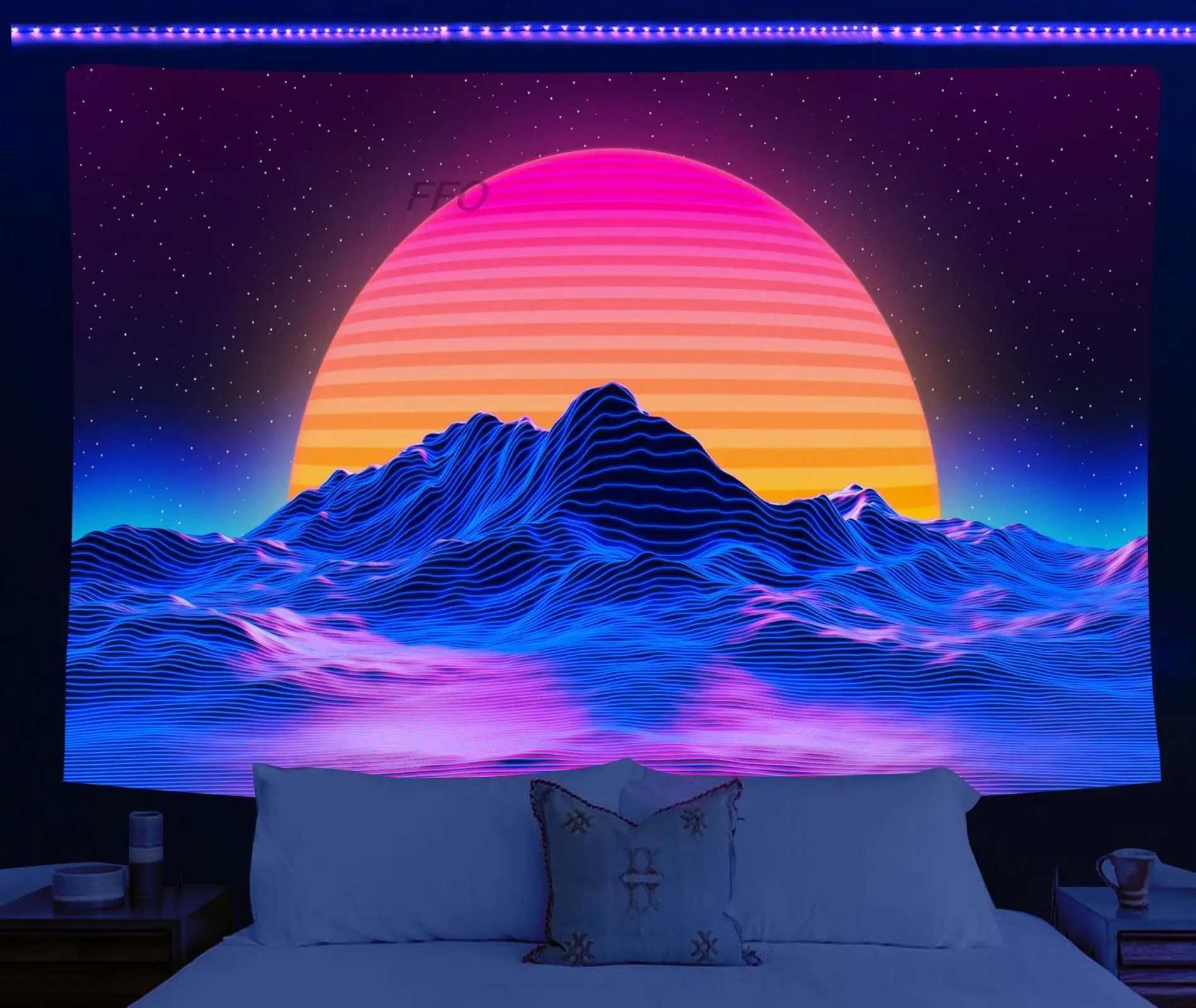 Fluorescent Tapestry Luminous Hanging Cloth Aesthetic Room Decor Home  Psychedelic Background Wall Glows Under Ultraviolet Light - AliExpress
