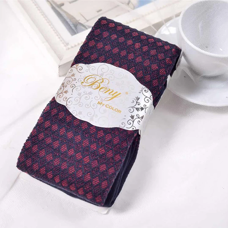 British Style Women Retro Lozenge Pantyhose Thick Wool Blend Soft Elastic Fashion Knit Warm Tights