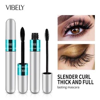 VIBELY-속눈썹 마스카라 4D 볼륨 익스텐션, 방수, 오래 지속되는 컬링, 두꺼운 검정색 속눈썹 메이크업, 여성 화장품