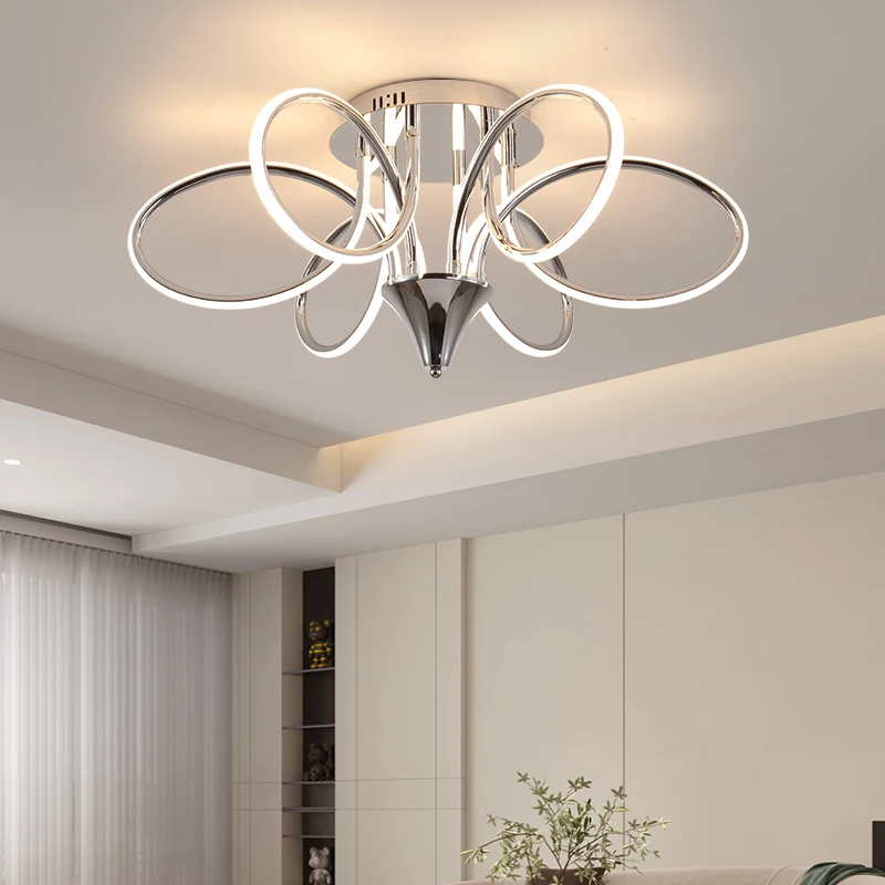 NEO Gleam Remote Controller Modern Led Ceiling Lights for Living Room Bedroom Dimmable Ceiling Lamp Fixtures Chrome/Black