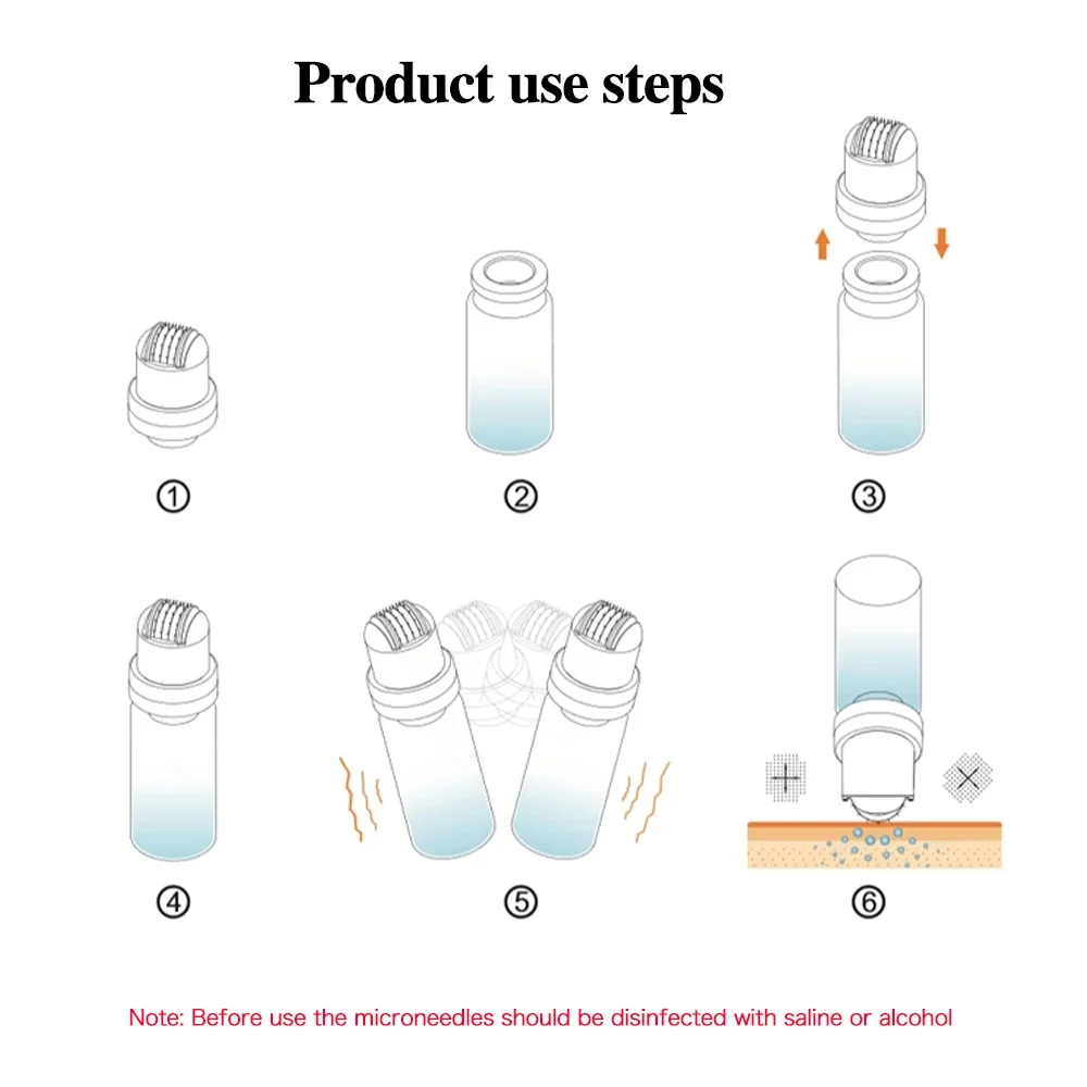 Microneedle 1Pcs 64needles with 10ml Bottle Beauty Skin Repair Microneedling Tool