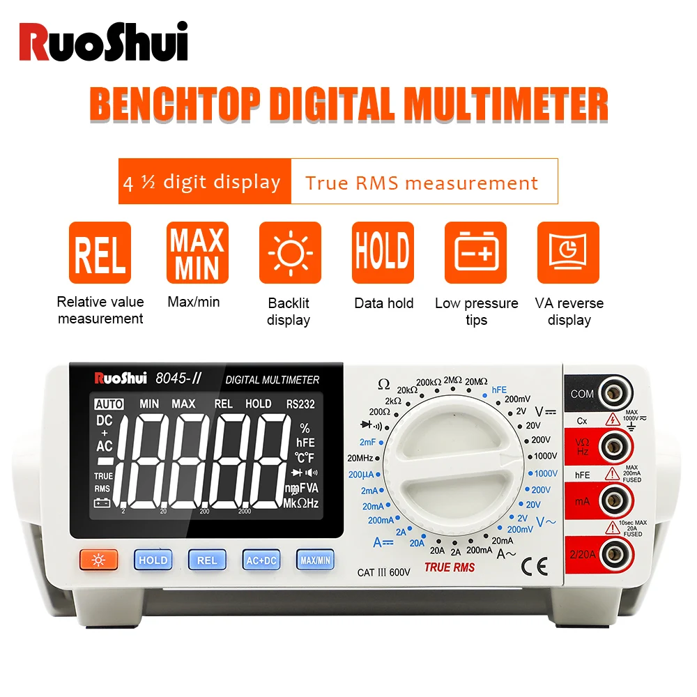 RuoShui-8045-Multimeter-20000-Counts-True-RMS-AC-DC-1000V-Desktop ...