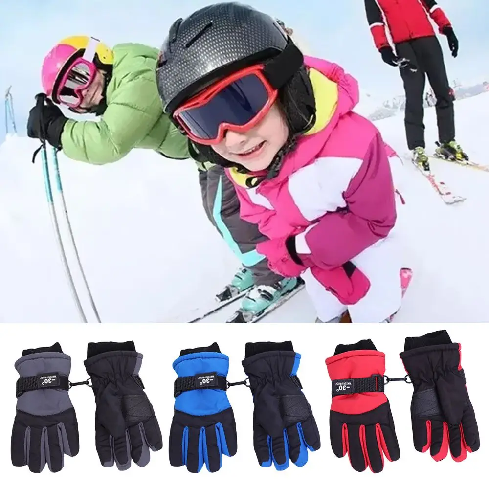 Fashion Outdoor Non-slip Cartoon Cute Waterproof Kids Ski Gloves Thick Warm Sports Mittens