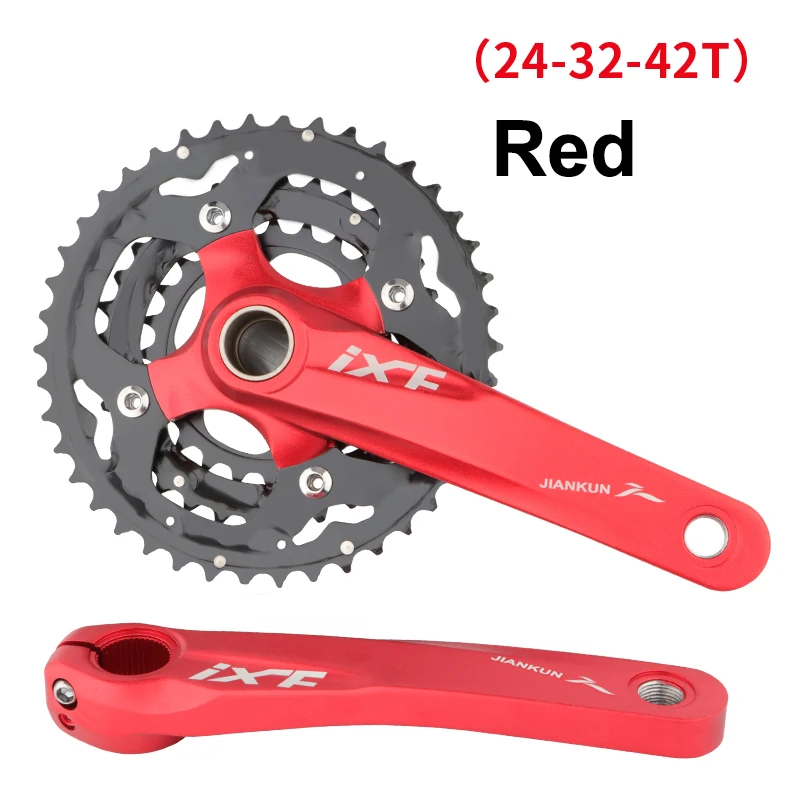 Bicycle Crankset 24-32-42T 3 Gear Hollow One Piece Crank with