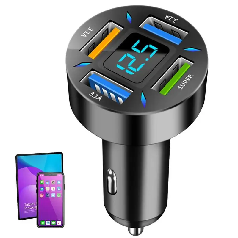 

Car Charger Adapter 66w Quick Charge Cigarette Lighter Adapter 4-Port USB PD QC 3.0 Car Charger LED Cigarette Lighter For Phone