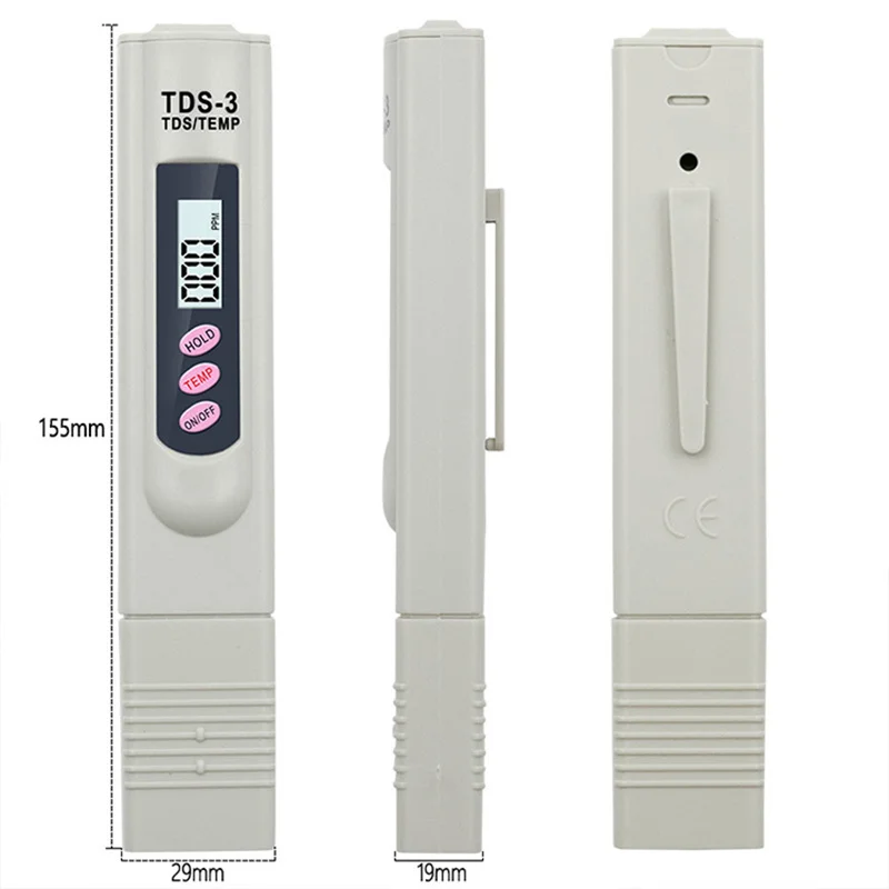 Water Quality Tester Handheld TDS Digital Water Tester Water Test Pen Quality Analysis Meter Purity Check 0-9999 ppm Measurement