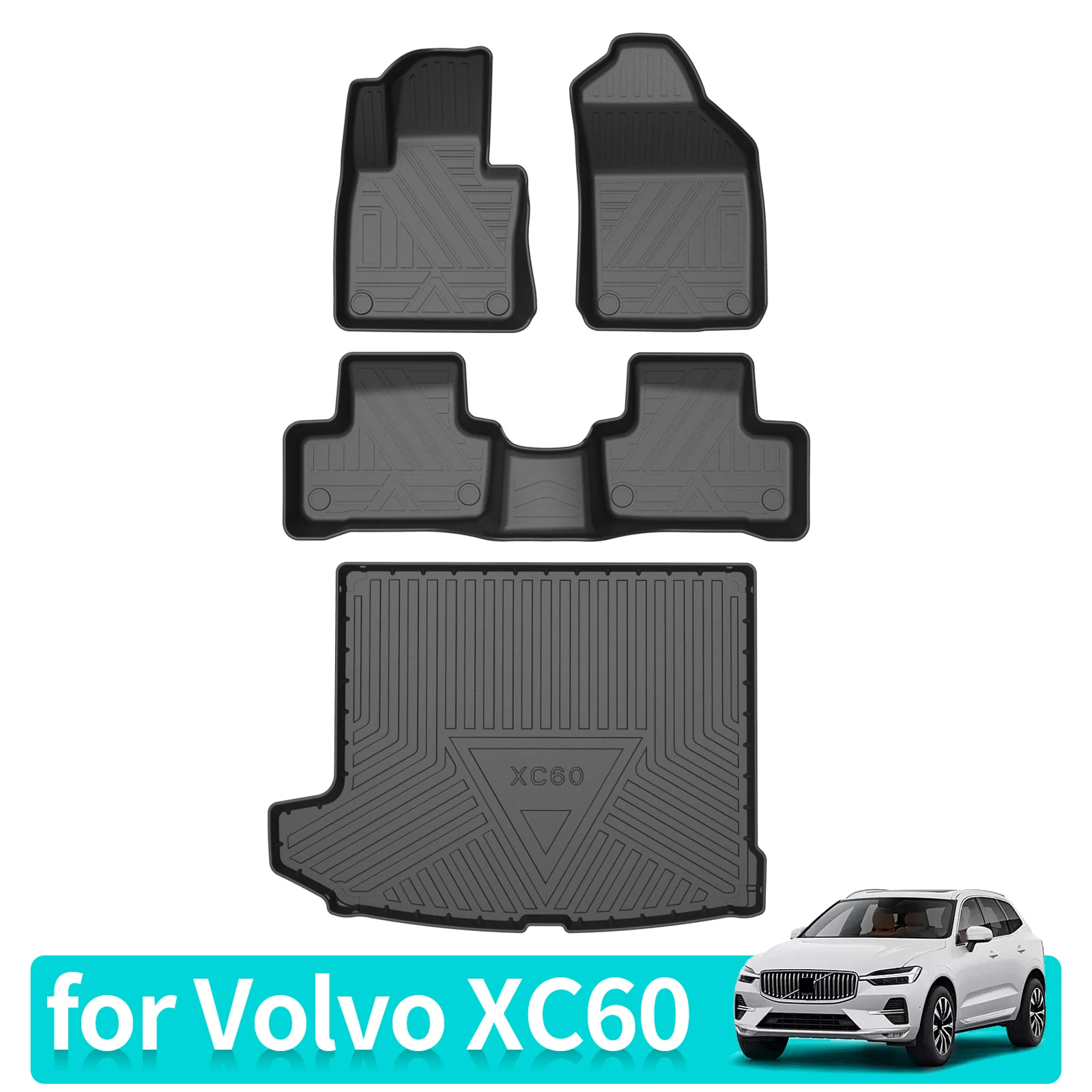 CarFootMatsCargoLinerTrunkPadforVolvoXC60AllWeatherTPE