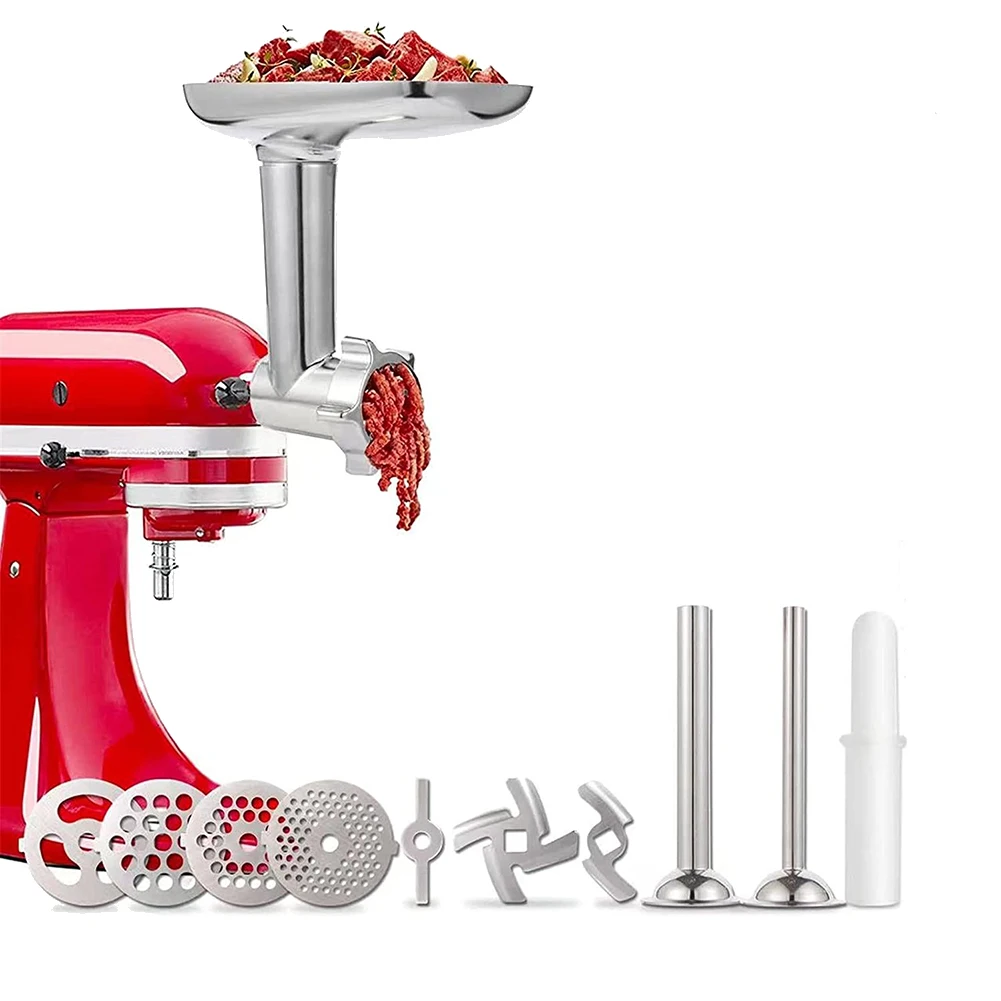 

Meat Grinder Attachment for KitchenAid Stand Mixers Included Sausage Stuffer Tubes Durable Food Grinder Attachments