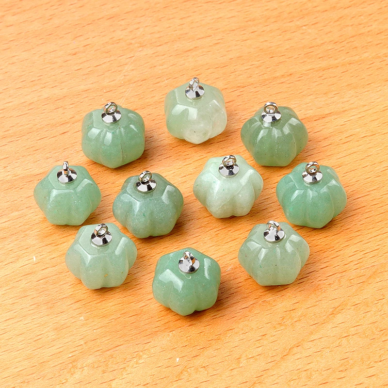 2 Teile/los 10x13mm Natürliche Rose Quarz Achat Stein Mini Kürbis Anhänger Charms für Schmuck Machen DIY Halskette ohrringe Halloween – Detail 12