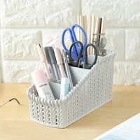 1pc Imitation Rattan Storage Basket Multi-grid Storage Box Desktop Cosmetics Box Creative Household Goods Storage Basket 2
