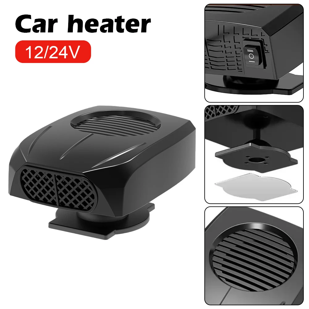 12V 24V Car Heater 2 In 1 Car Windshield Fast Heating Defrost Defogger 360 Degree Rotation Auto Heater for Interior Accessories