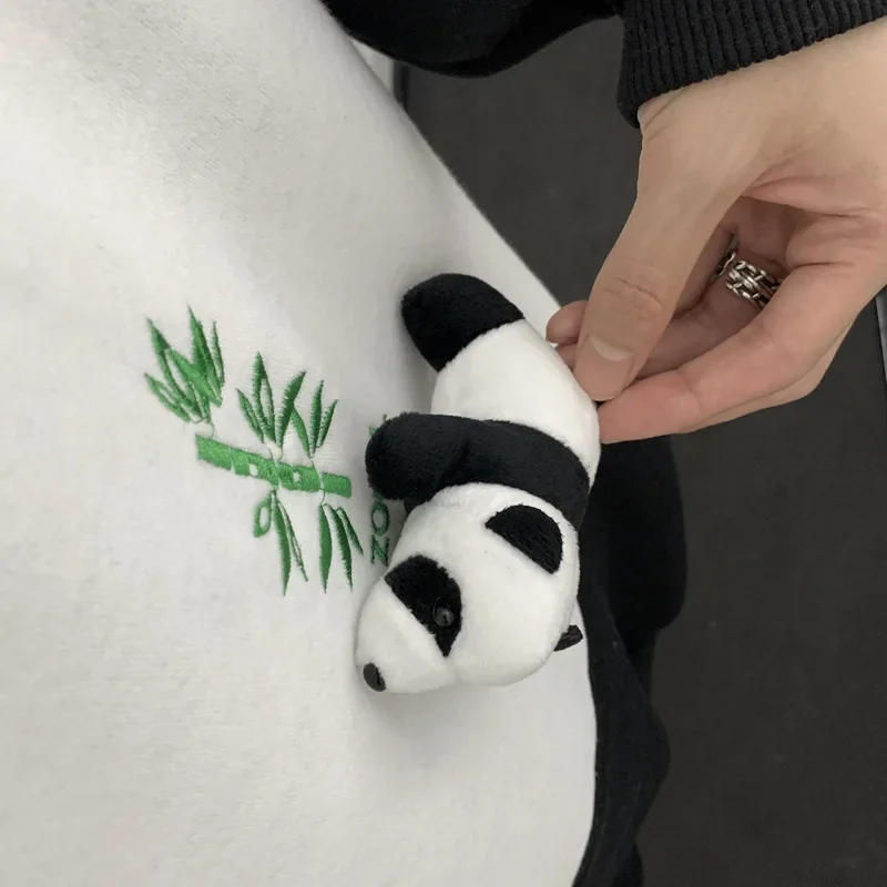 Autumn Panda Doll Embroidery Hoodies Couples Loose Oversized Casual Kawaii Plush Pullovers 2024 Indie Fashion Y2k Sweatshirts