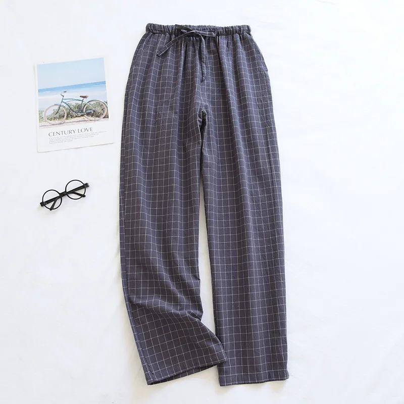 Cotton Men and Women's Homewear Spring and Fall Sleeping Pants Couple Pants Thin Section Plaid Home Pajama Pants Casual Soft - 4