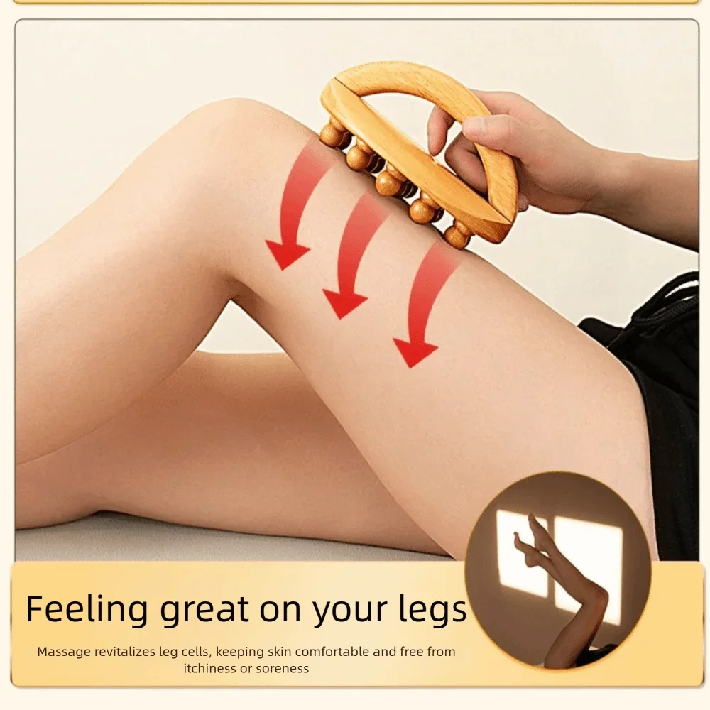 14 Beads Wood Therapy Massage Tools Handheld Design Anti Cellulite Meridian Massager Body Scraping Tool Stress Relief