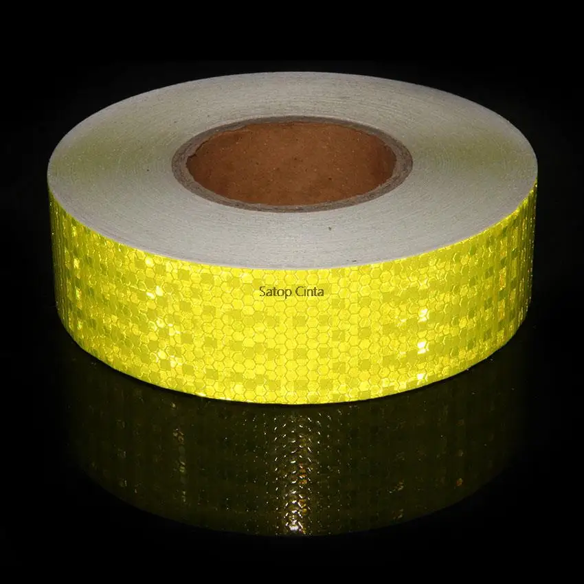 5CMx25M Reflective Sticker Safety Mark Car Styling Self Adhesive Warning Waterproof Reflectors Tape Car Fluorescent Yellow Film 5cmx10m reflective tape stickers car styling self adhesive warning tape automobiles motorcycle reflective film