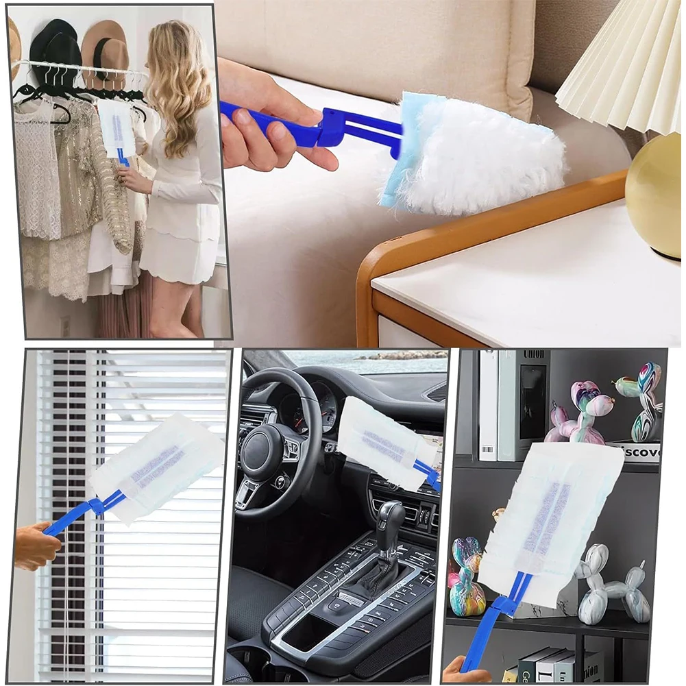 40 Count Microfiber Duster with 2 Handles Static Dust Removal Brush for Dusting Furniture Blinds Ceiling Fans Walls