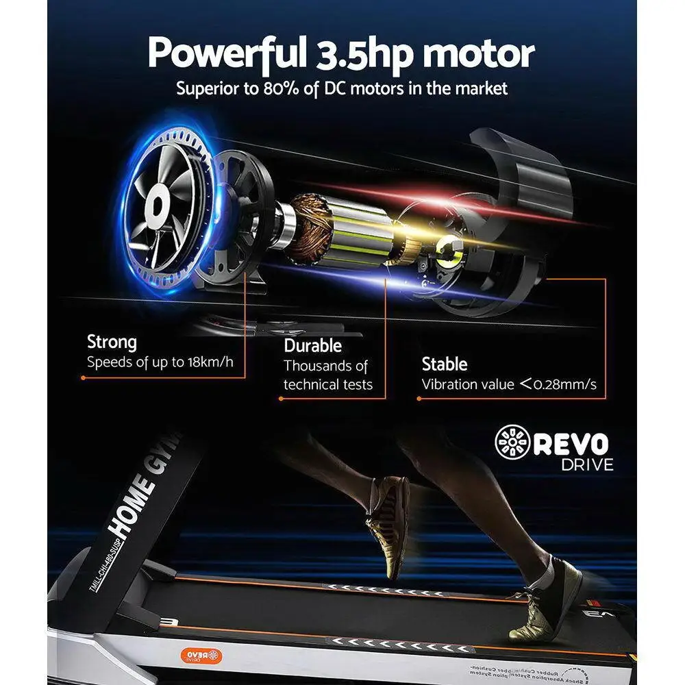 Electric Motorized Treadmill Home Gym Auto Incline Design Fitness Exercise 480mm Belt